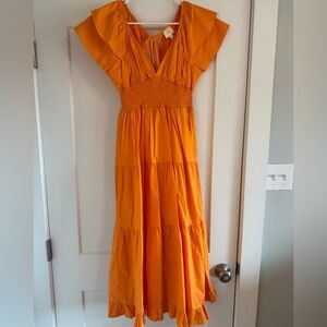 Anthropologie Orange Maxi Dress